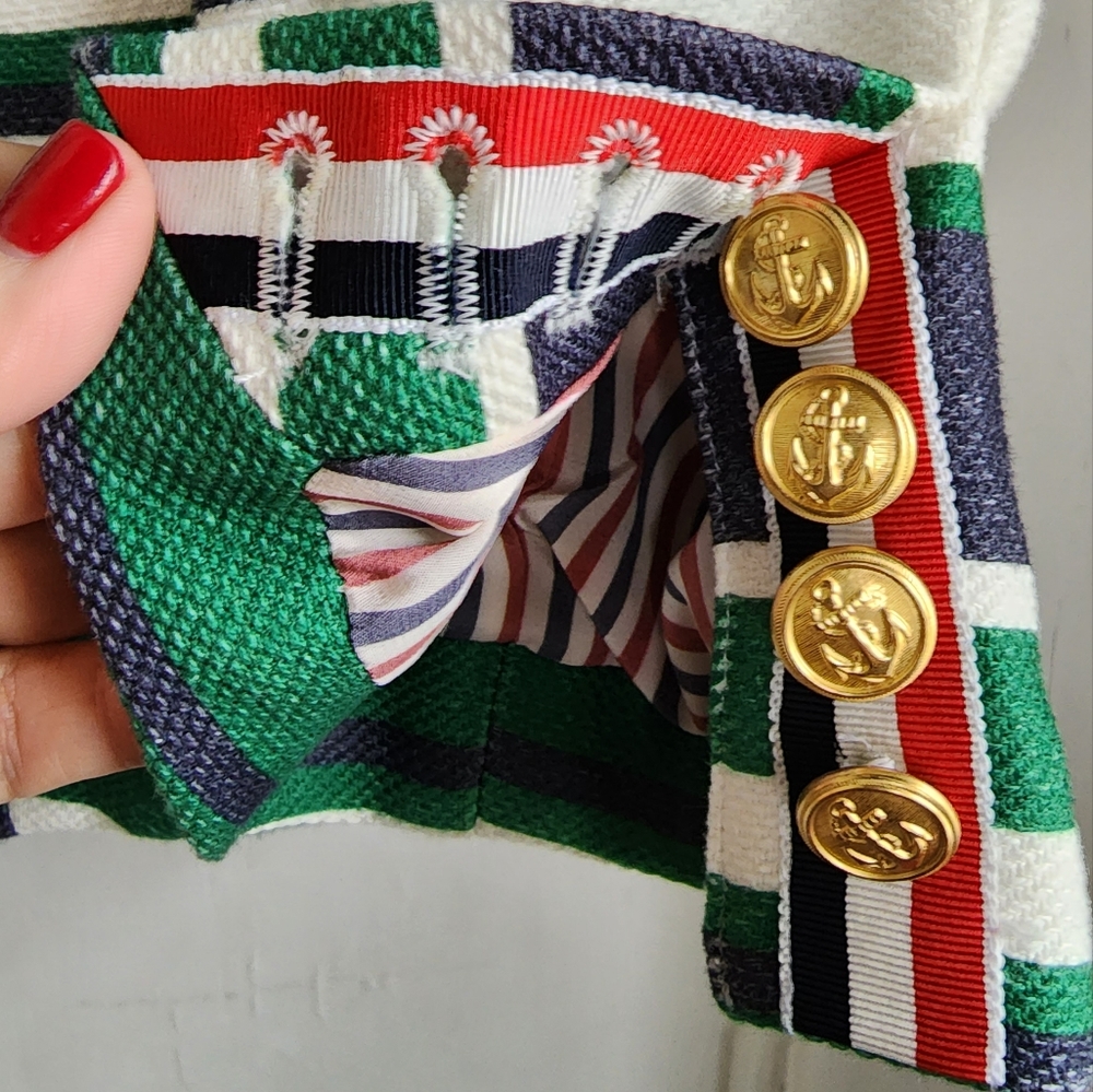 Thom Browne Stripe Green and Navy Blazer, Sz 3 - Picture 7 of 16